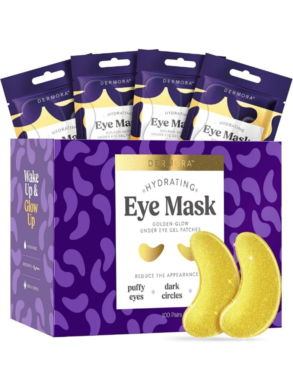 Golden Glow Under Eye Patches - 100 Pairs Hydrating & Brightening Treatment